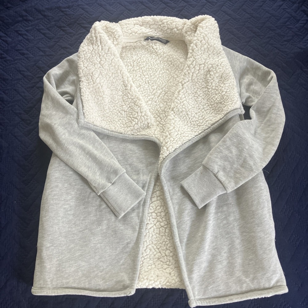 Abercrombie & Fitch Faux Fur Lined Shacket‎ Jacket Women XXS Gray Oversized